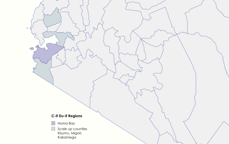 C_it_Du_it_Regions_crop- map Homa Bay in Western Kenya plus Scale up counties Kisumu, Migori, Kakamega / created with mapchart.net